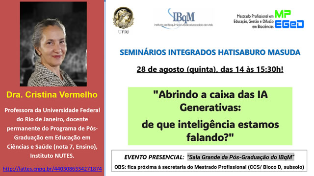 Cartaz de divulgação: Seminário Integrado Hatisaburo Masuda