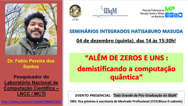 Cartaz de divulgação: Seminário Integrado Hatisaburo Masuda